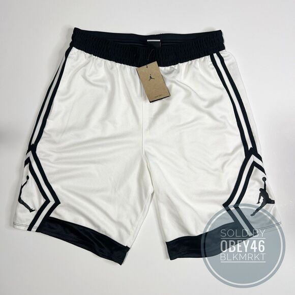 Nike Air Jordan Dri-Fit Diamond Mesh Basketball Shorts White Black Large - Picture 1 of 4